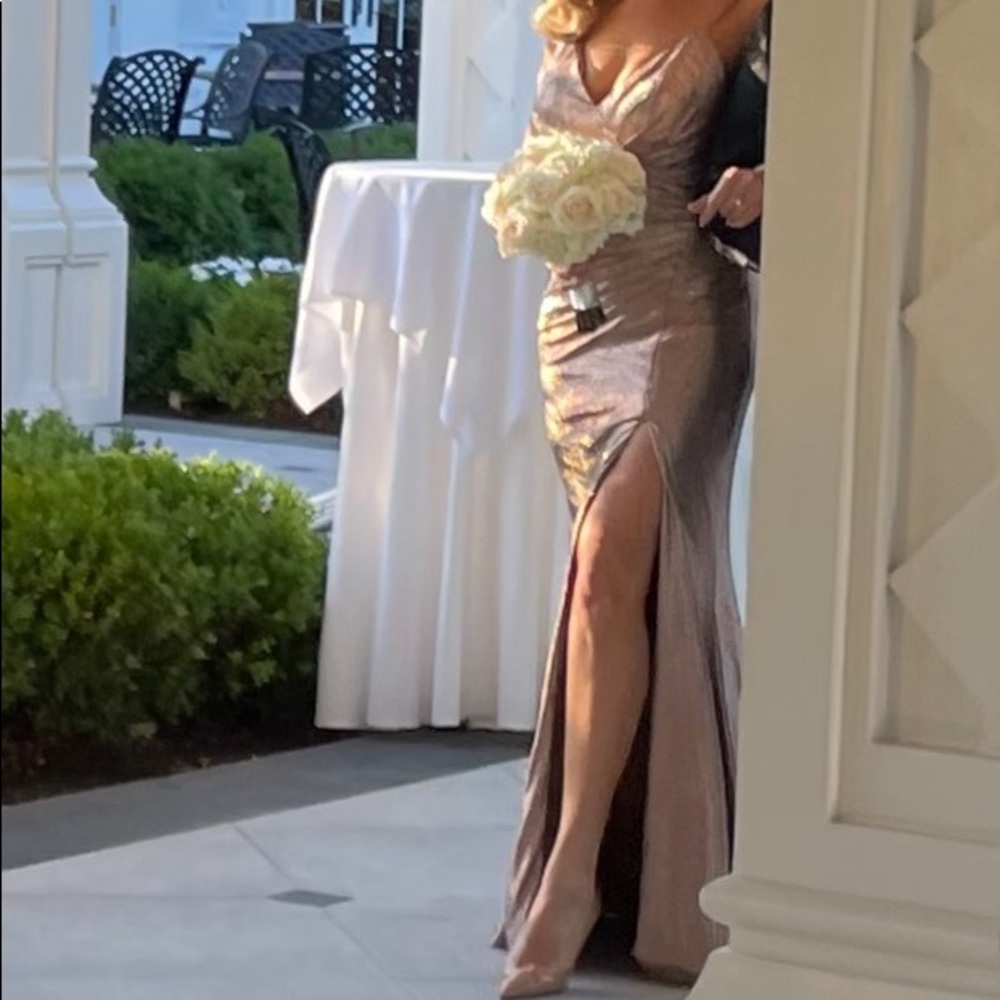 Jovani rose gold evening dress